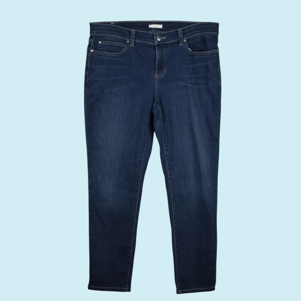 Eileen Fisher Jeans Women's 14 Petite Blue Organic Cotton Stretch Ankle Denim